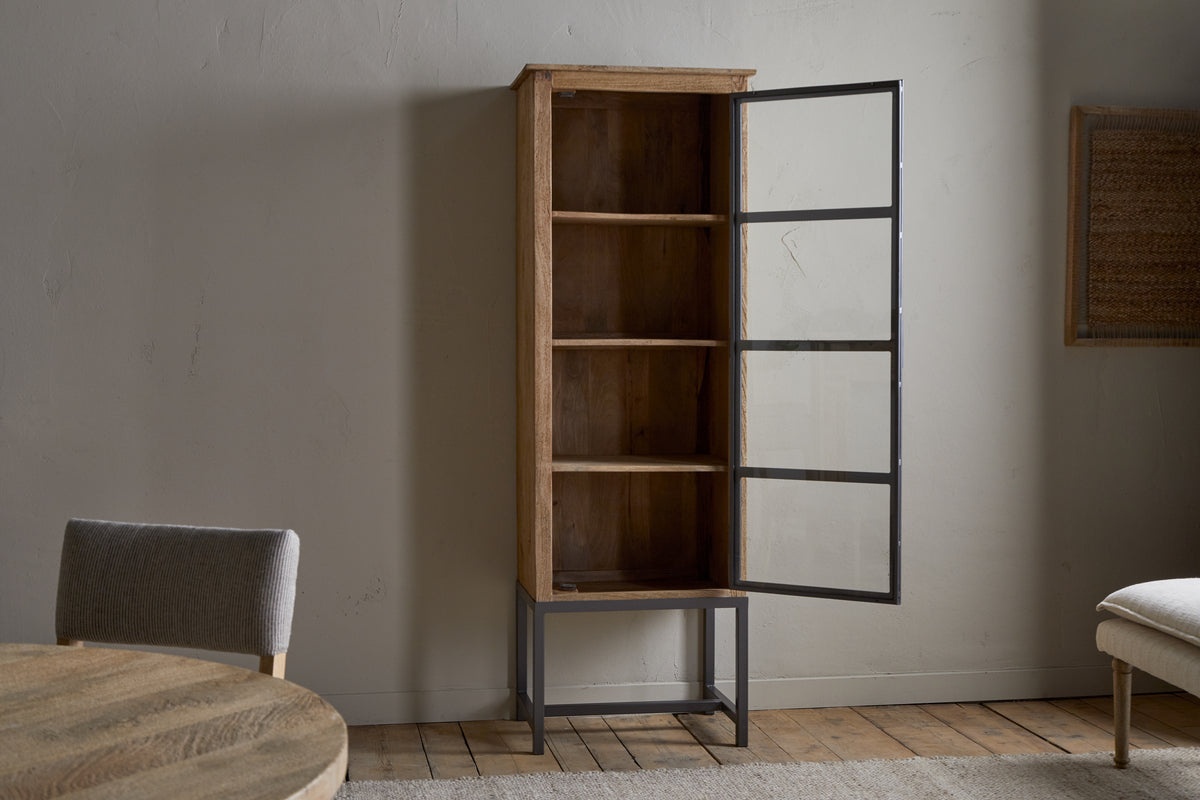 Armoire haute Nirvi en bois de manguier et fer - Noir