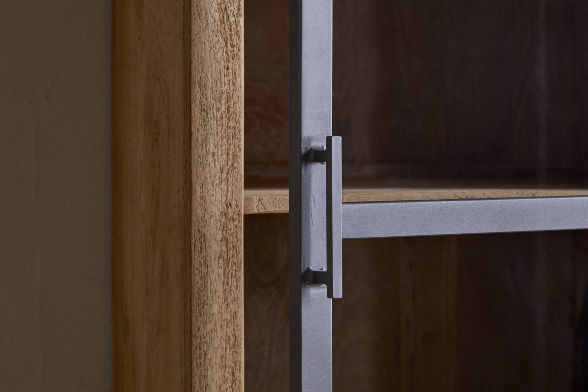 Armoire haute Nirvi en bois de manguier et fer - Noir