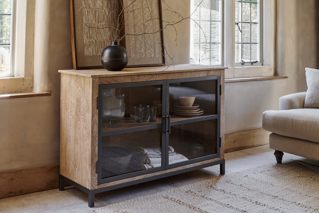 Buffet Nirvi en bois de manguier et fer - Noir