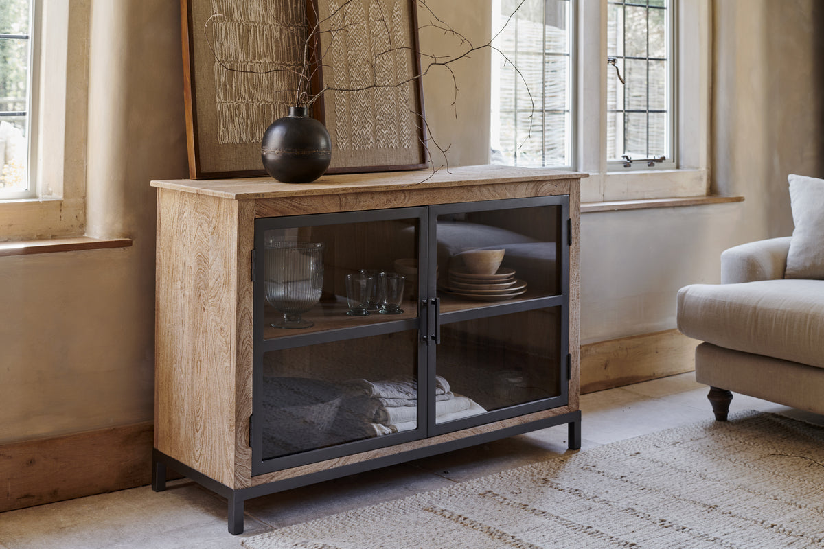 Buffet Nirvi en bois de manguier et fer - Noir