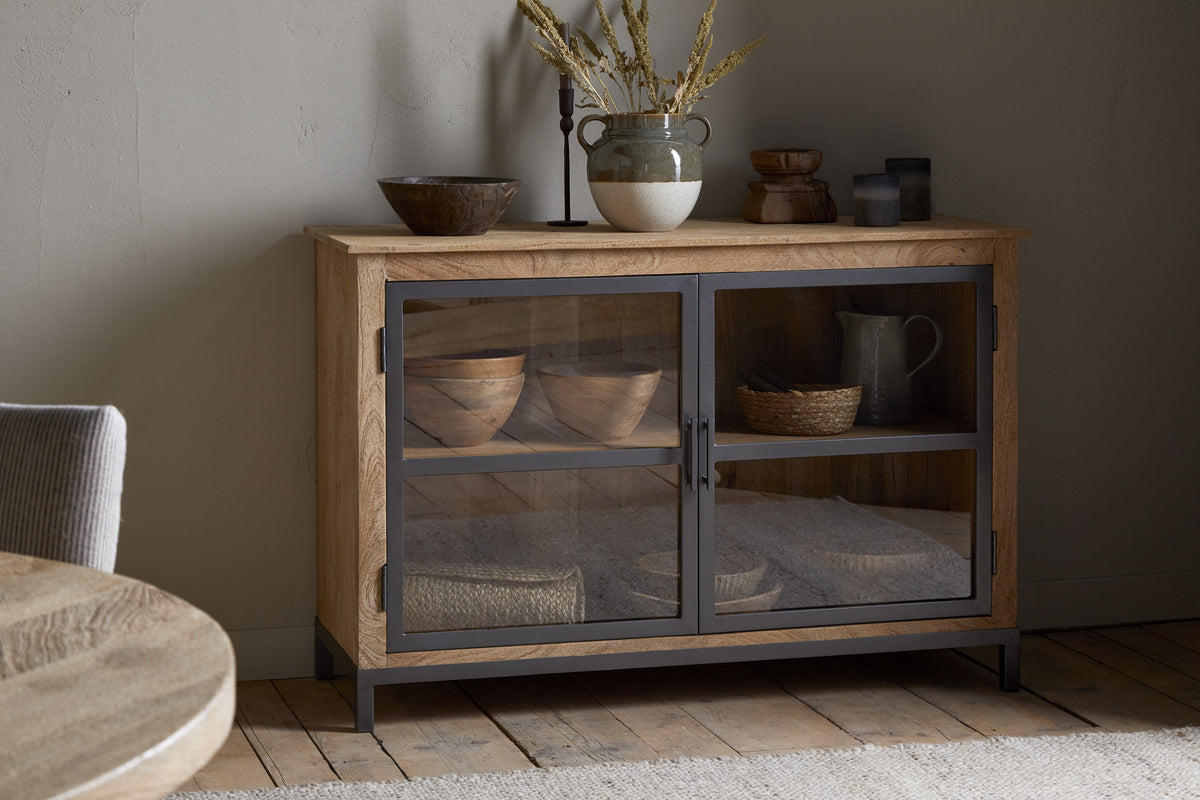 Buffet Nirvi en bois de manguier et fer - Noir