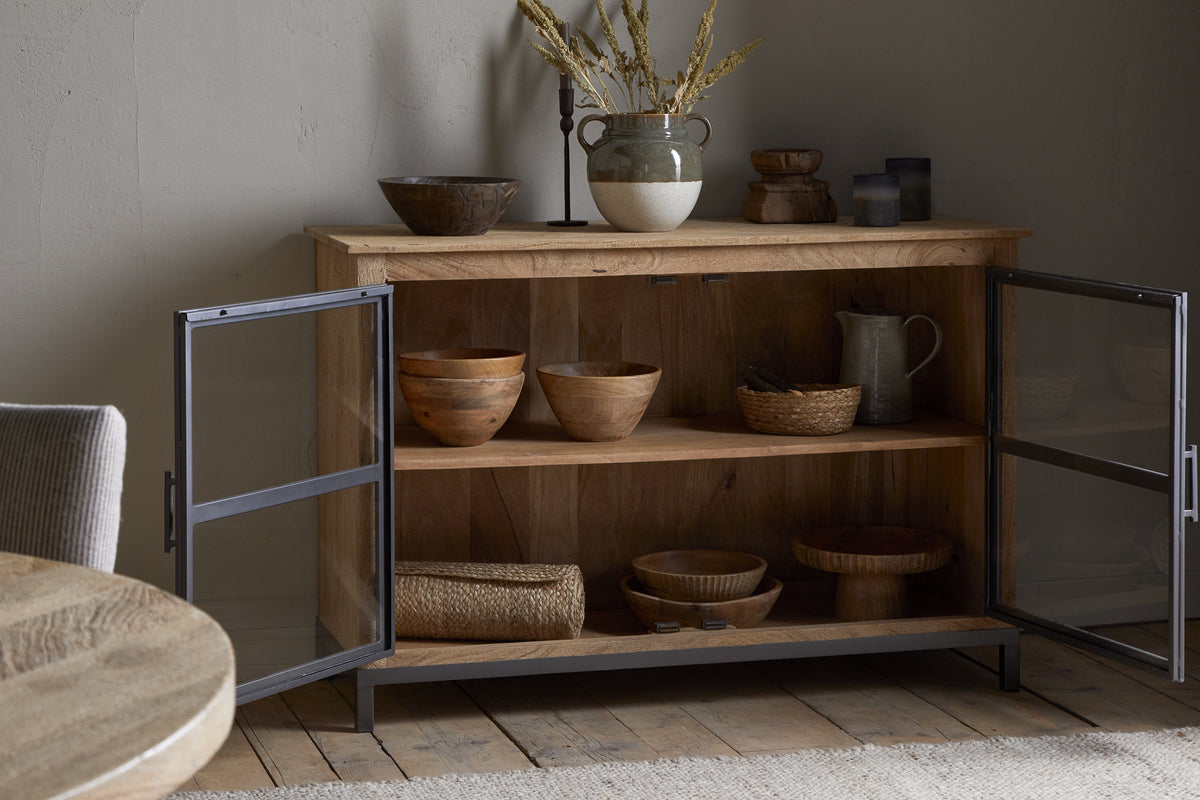 Buffet Nirvi en bois de manguier et fer - Noir