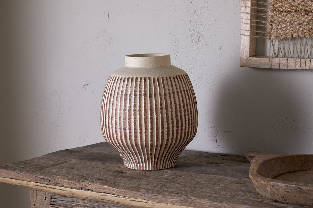 Vase décoratif en émail réactif Perola - Naturel et rouille