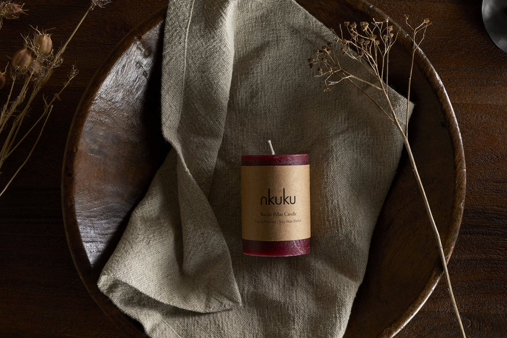 Mini bougie pilier rustique au mélange de soja - Cerise noire