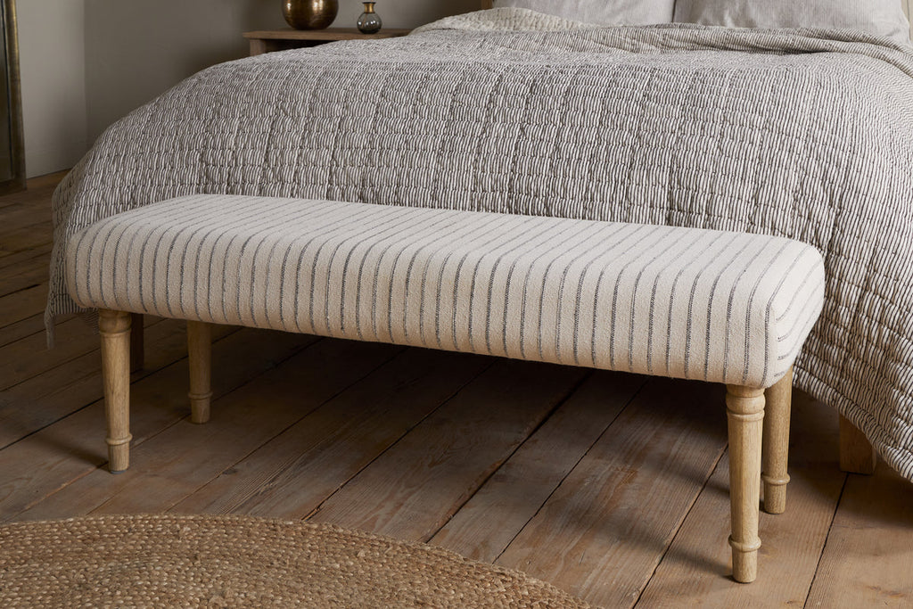 Banc rembourré à rayures Sanja - Gris