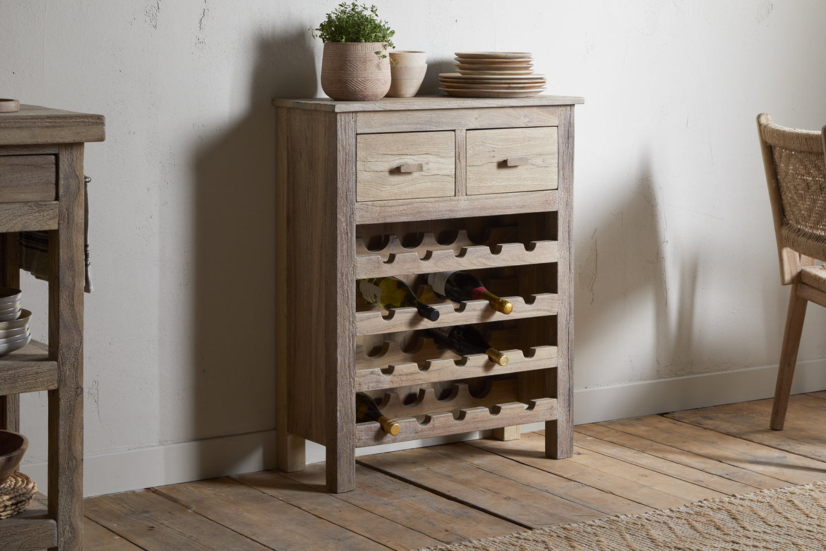 Casier à vin Shanthi en bois recyclé - Naturel