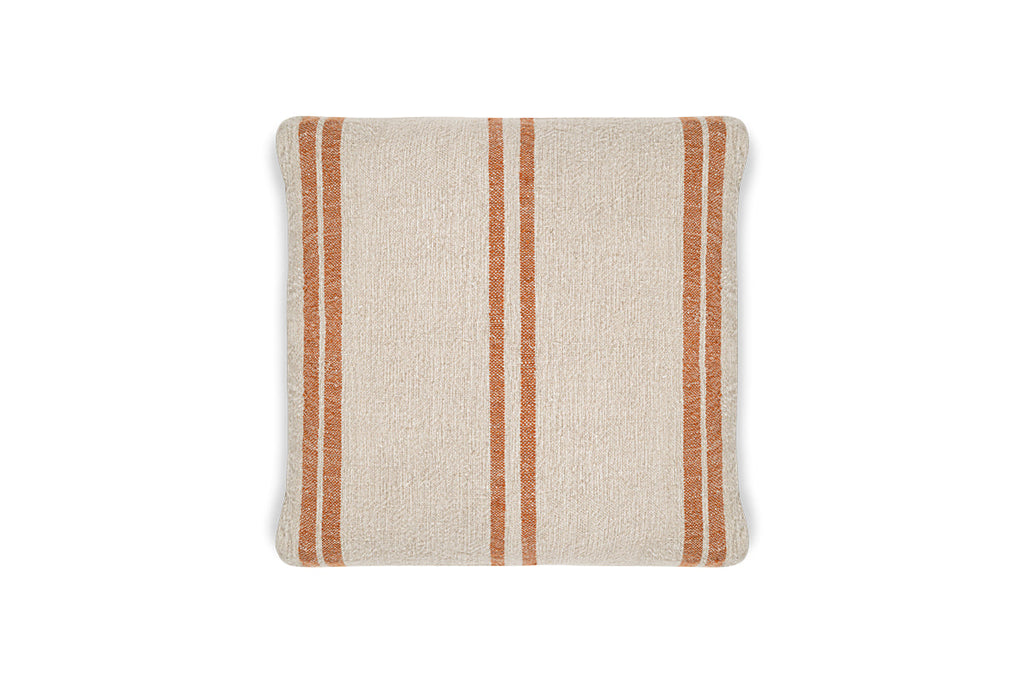 Housse de coussin Tajana en lin à rayures - Rouille