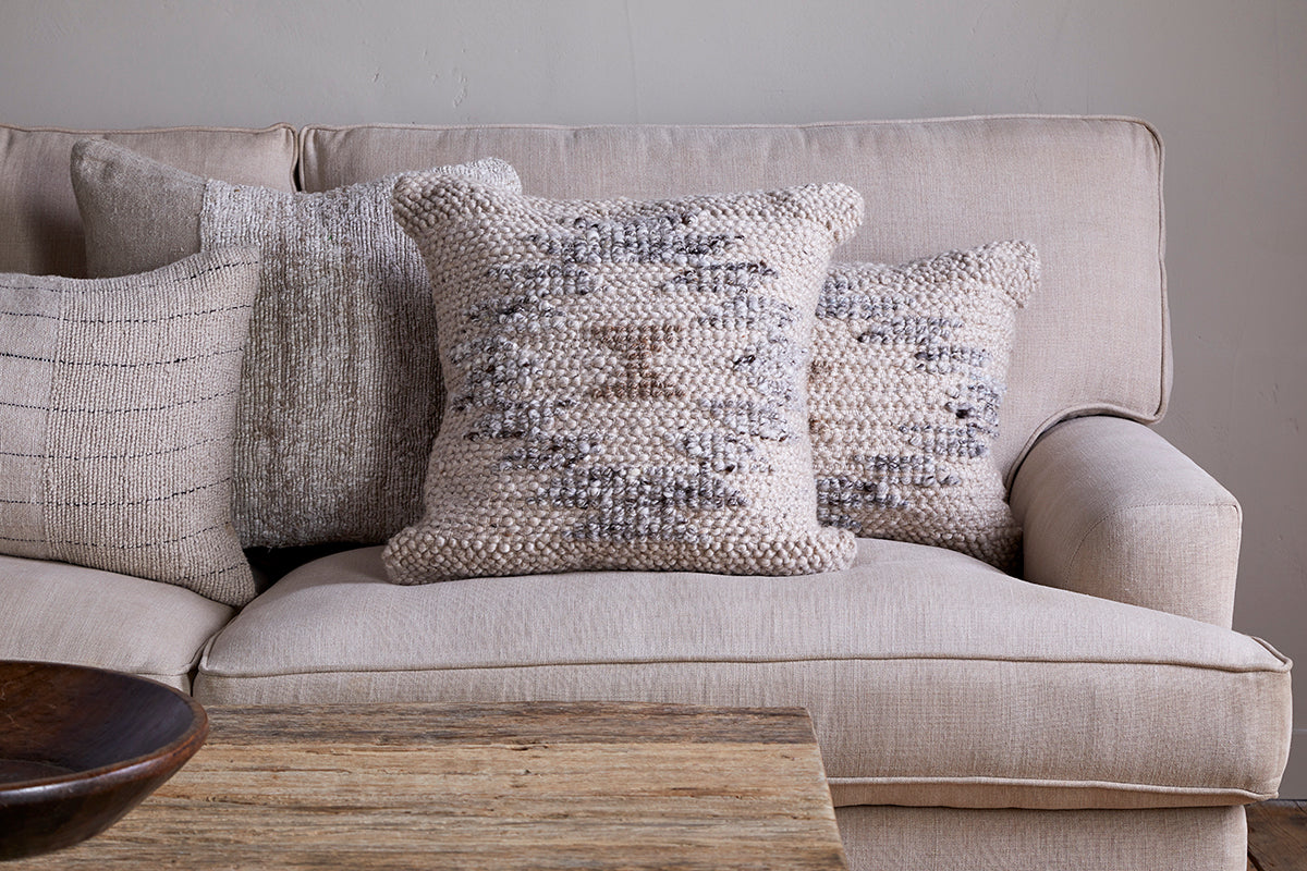 Housse de coussin Tendai en coton et laine - Naturel