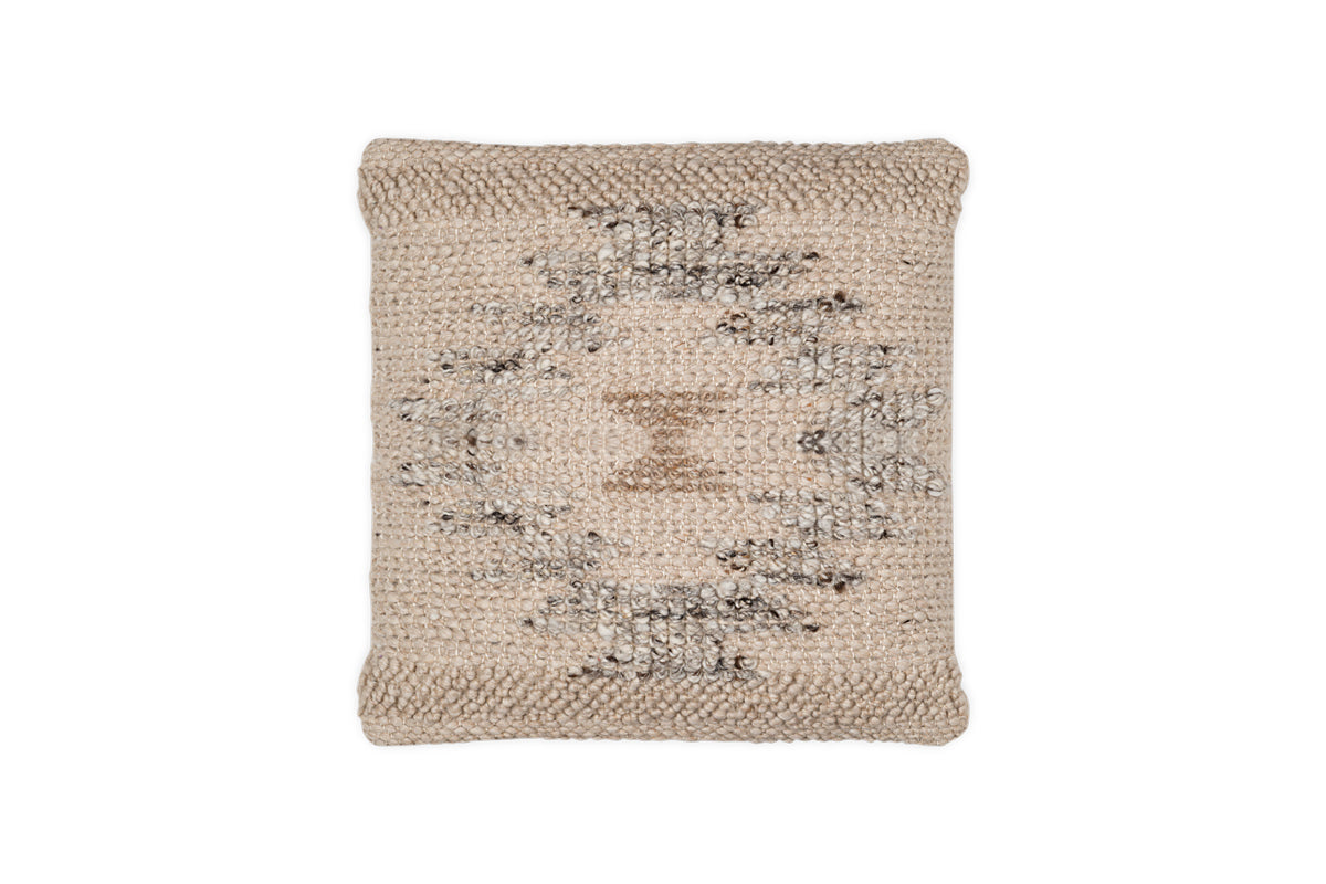 Housse de coussin Tendai en coton et laine - Naturel
