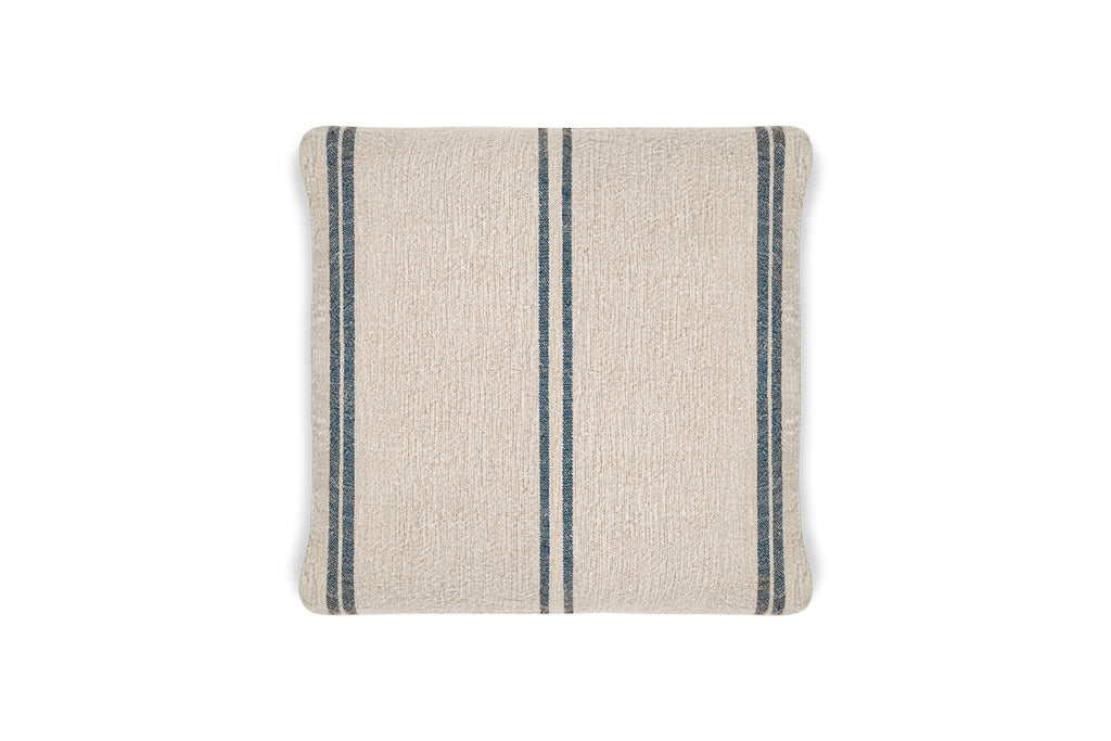 Housse de coussin Tendali en lin à rayures - Bleu marine
