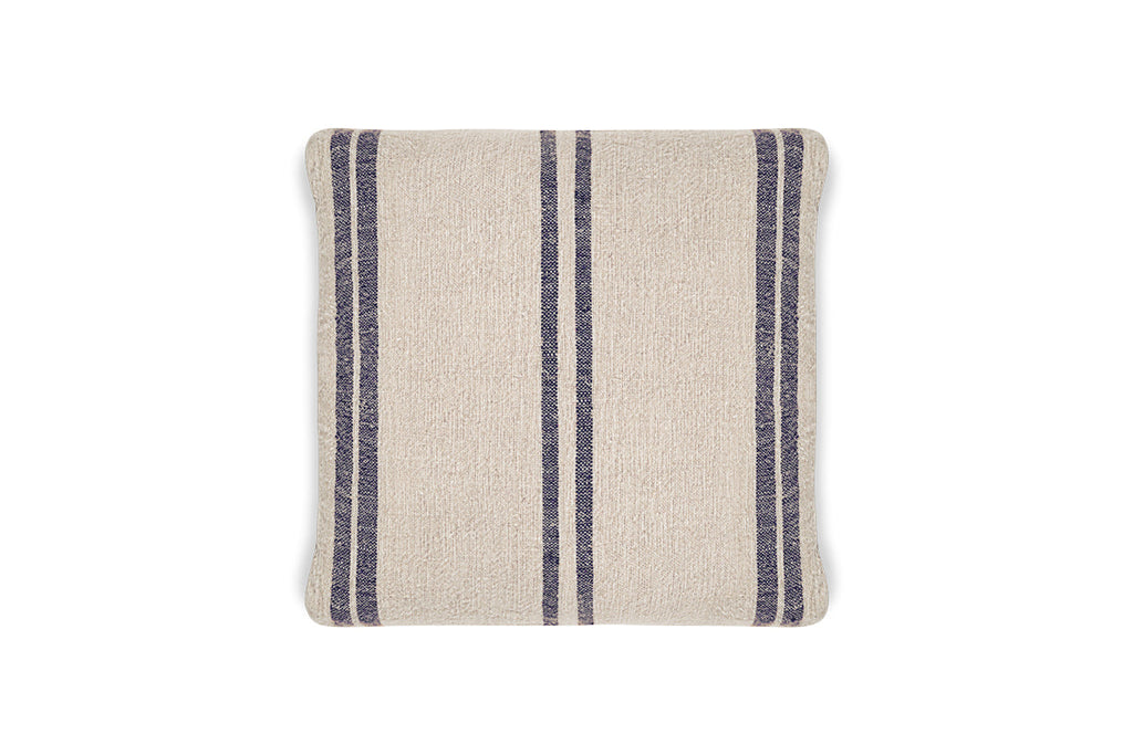 Housse de coussin Tendali en lin à rayures - Bleu marine