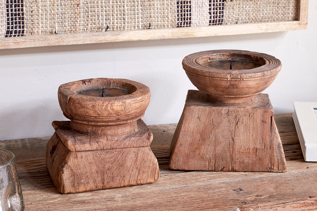 Bougeoir carré Thoko recyclé - Teinte foncée