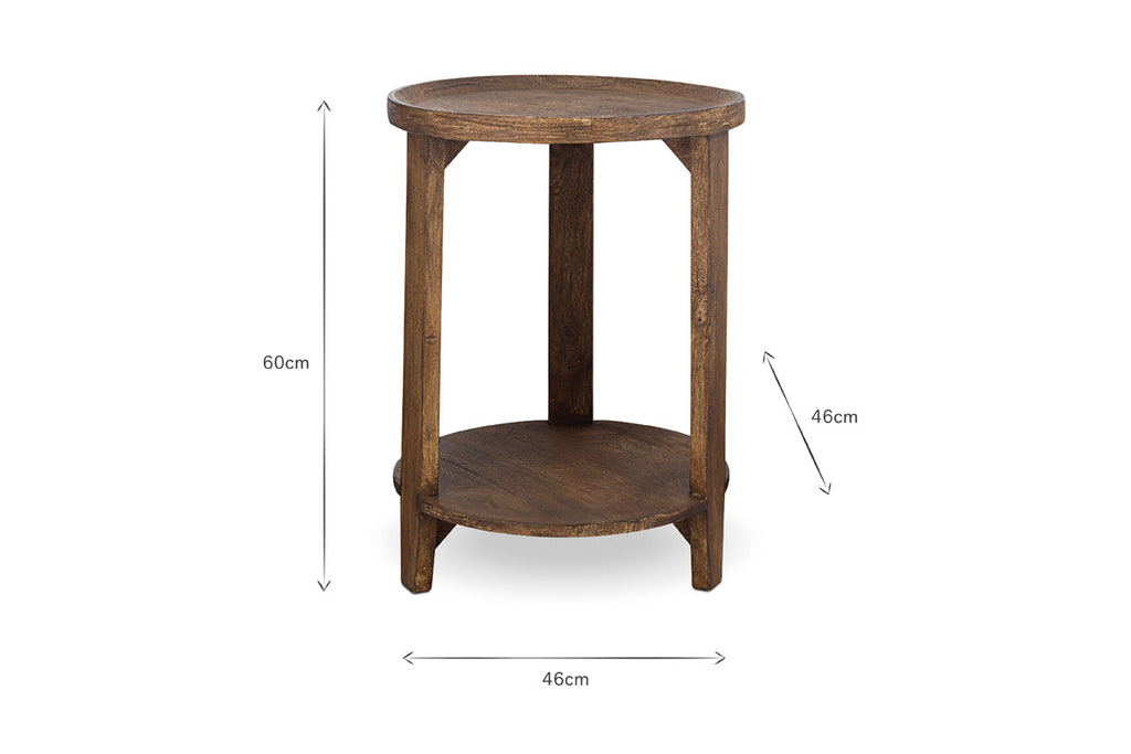 Table d'appoint Triveni en bois de manguier - Teinte noyer