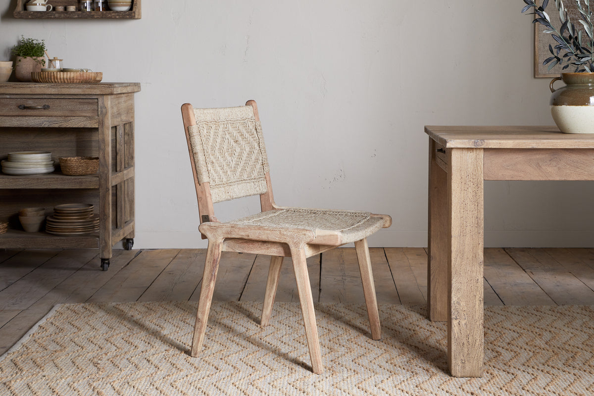 Chaise de salle à manger sans accoudoirs tissée Vinay - Naturel