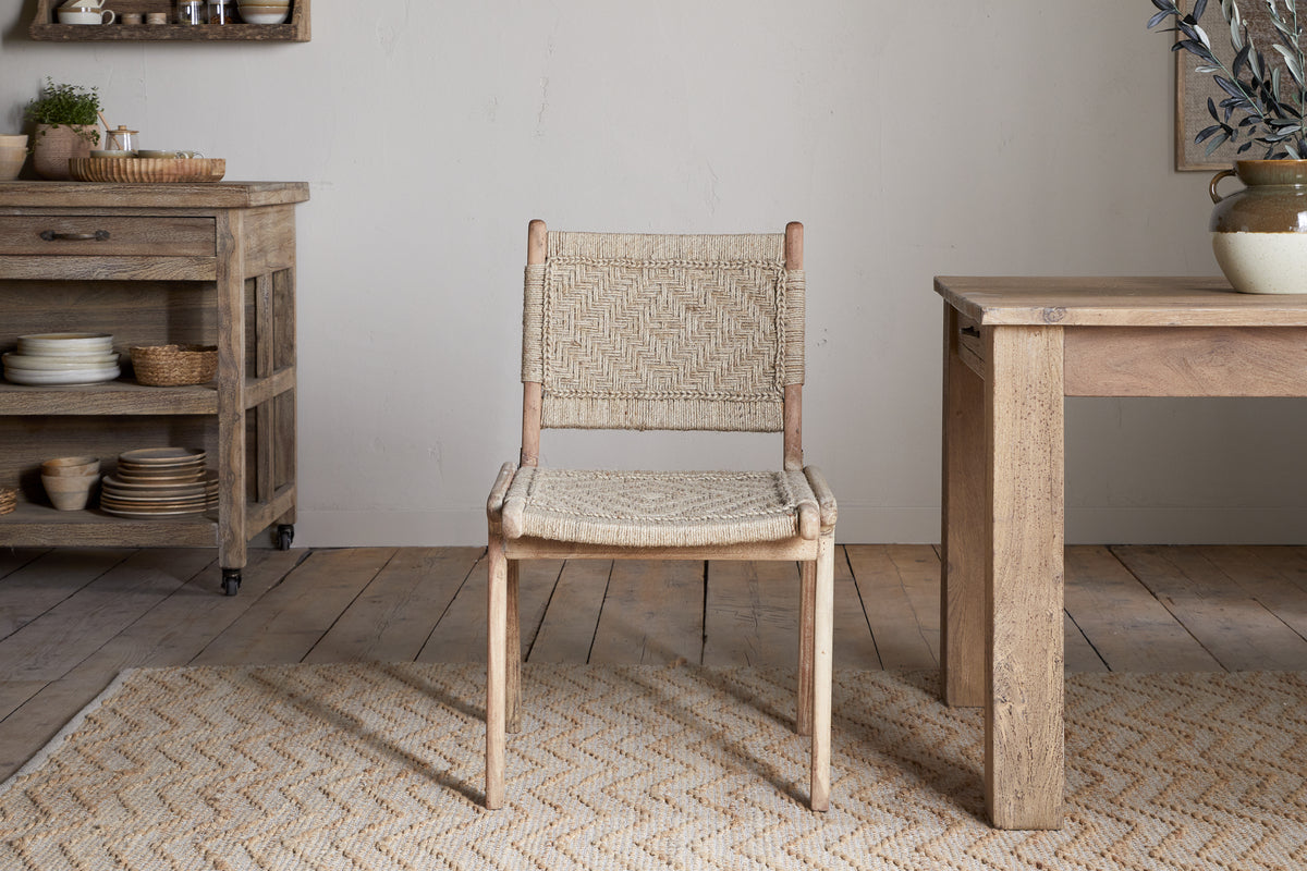 Chaise de salle à manger sans accoudoirs tissée Vinay - Naturel