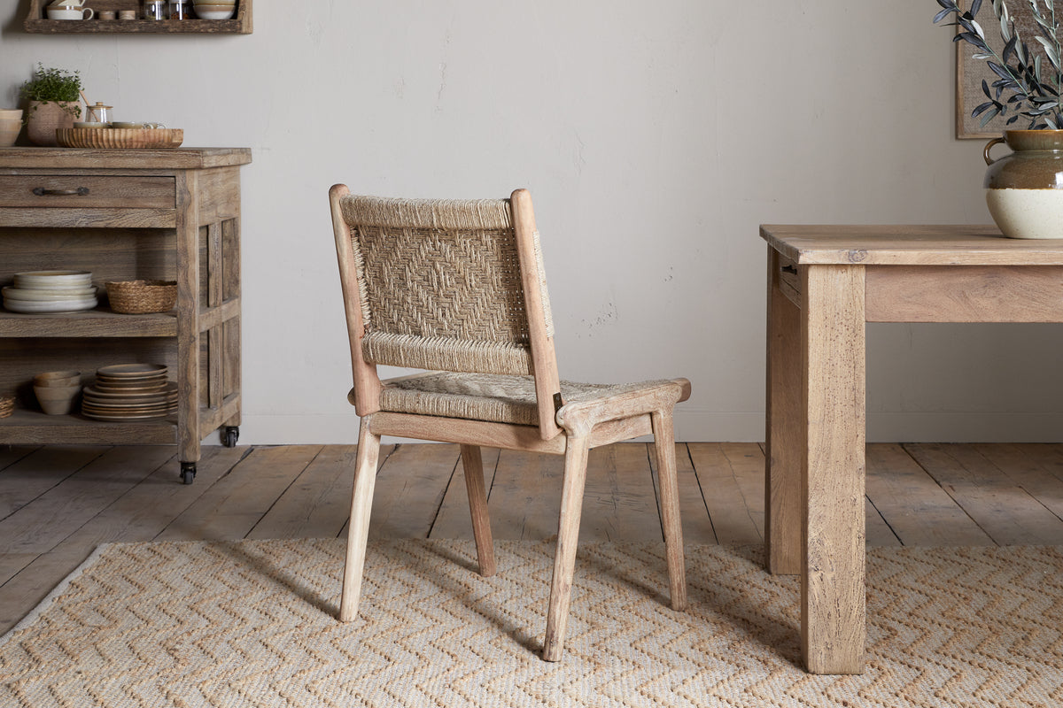 Chaise de salle à manger sans accoudoirs tissée Vinay - Naturel