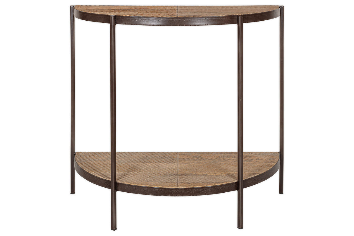 Console demi-lune en bois de manguier Aasha - Naturel