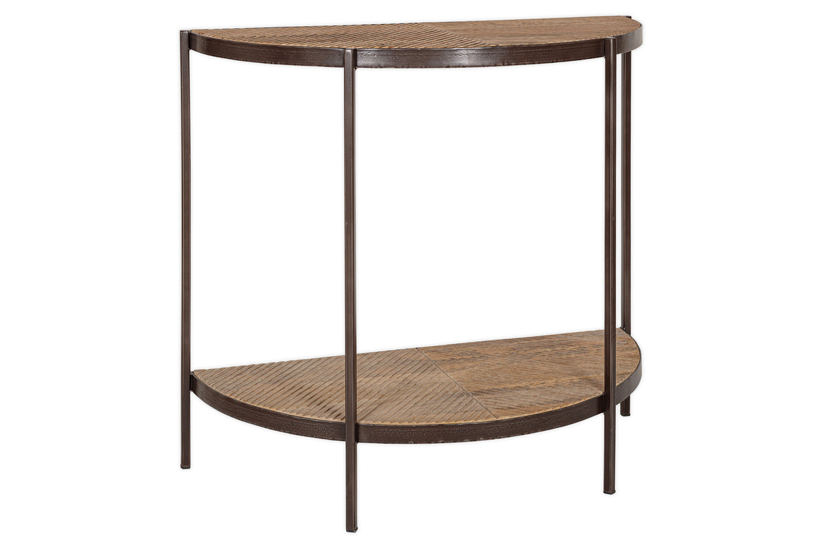 Console demi-lune en bois de manguier Aasha - Naturel