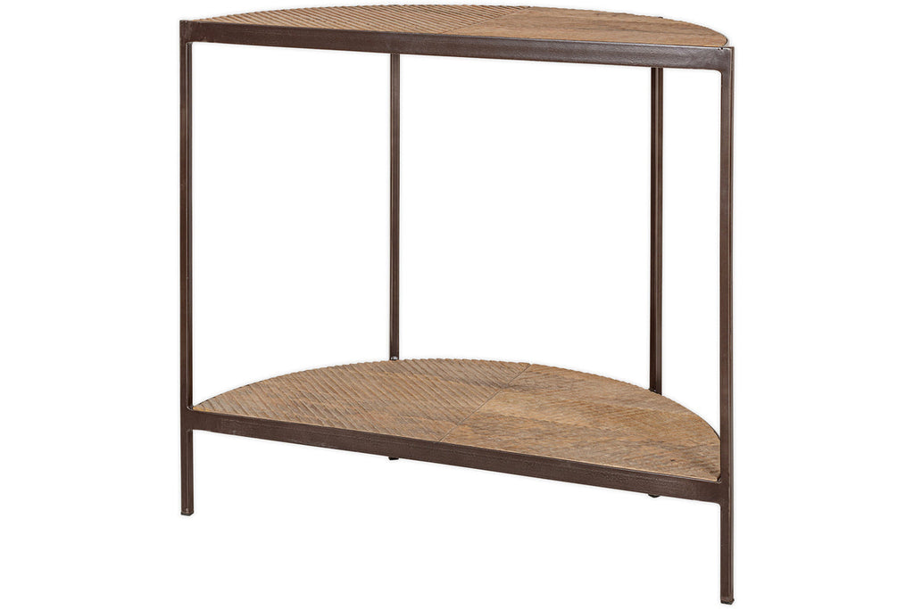 Console demi-lune en bois de manguier Aasha - Naturel