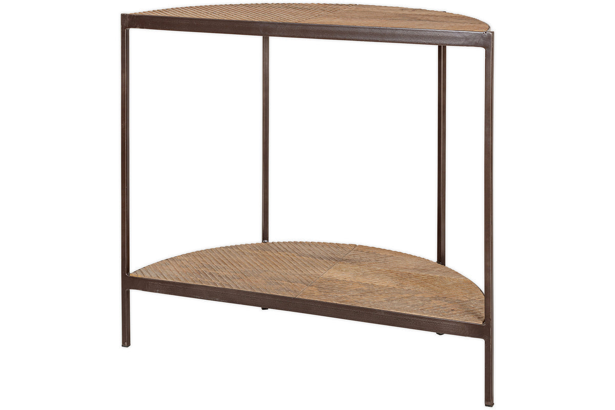 Console demi-lune en bois de manguier Aasha - Naturel