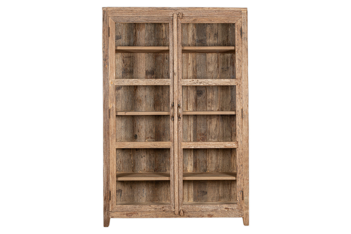 Armoire Ibo en bois recyclé et verre - Naturel - Large