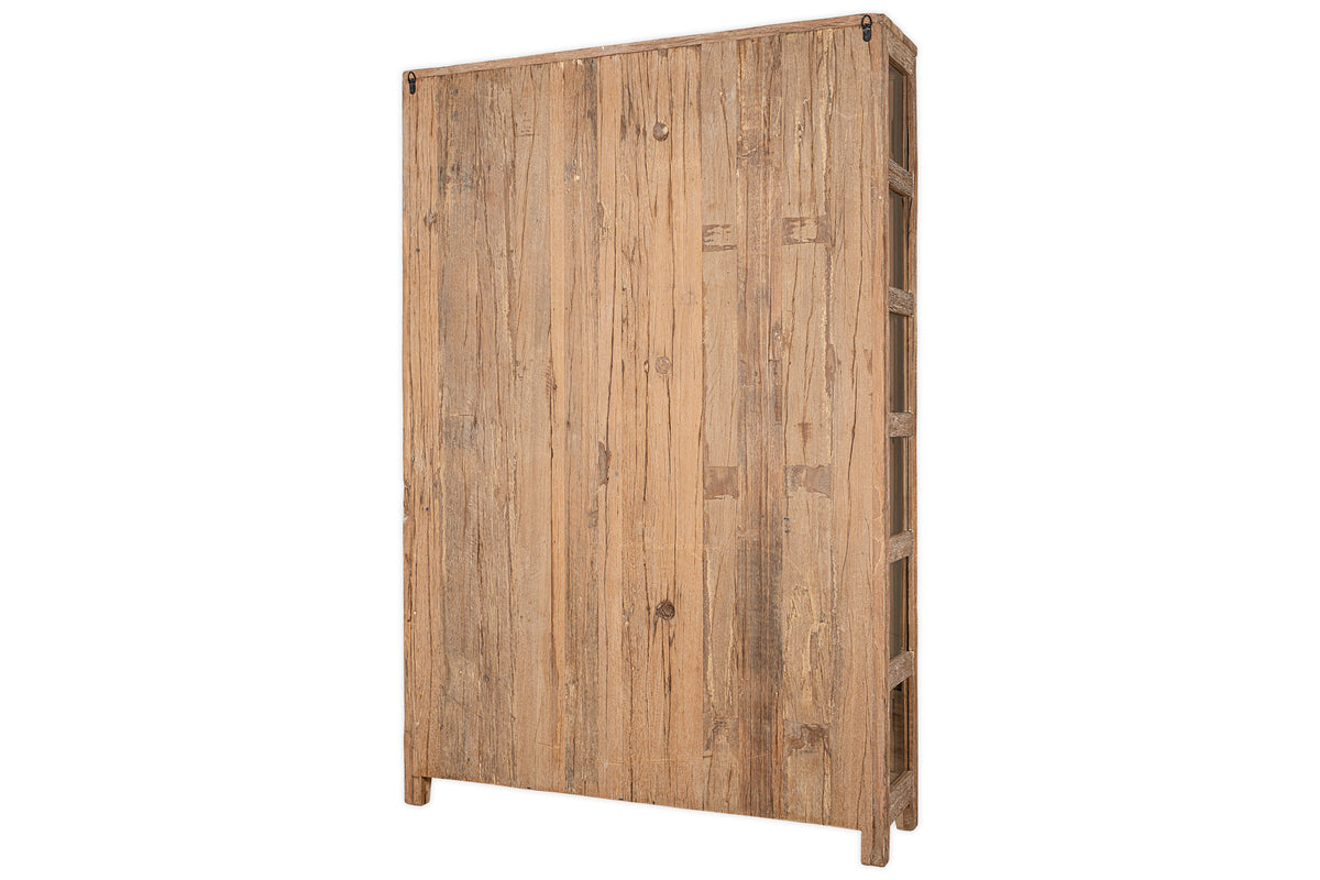Armoire Ibo en bois recyclé et verre - Naturel - Large