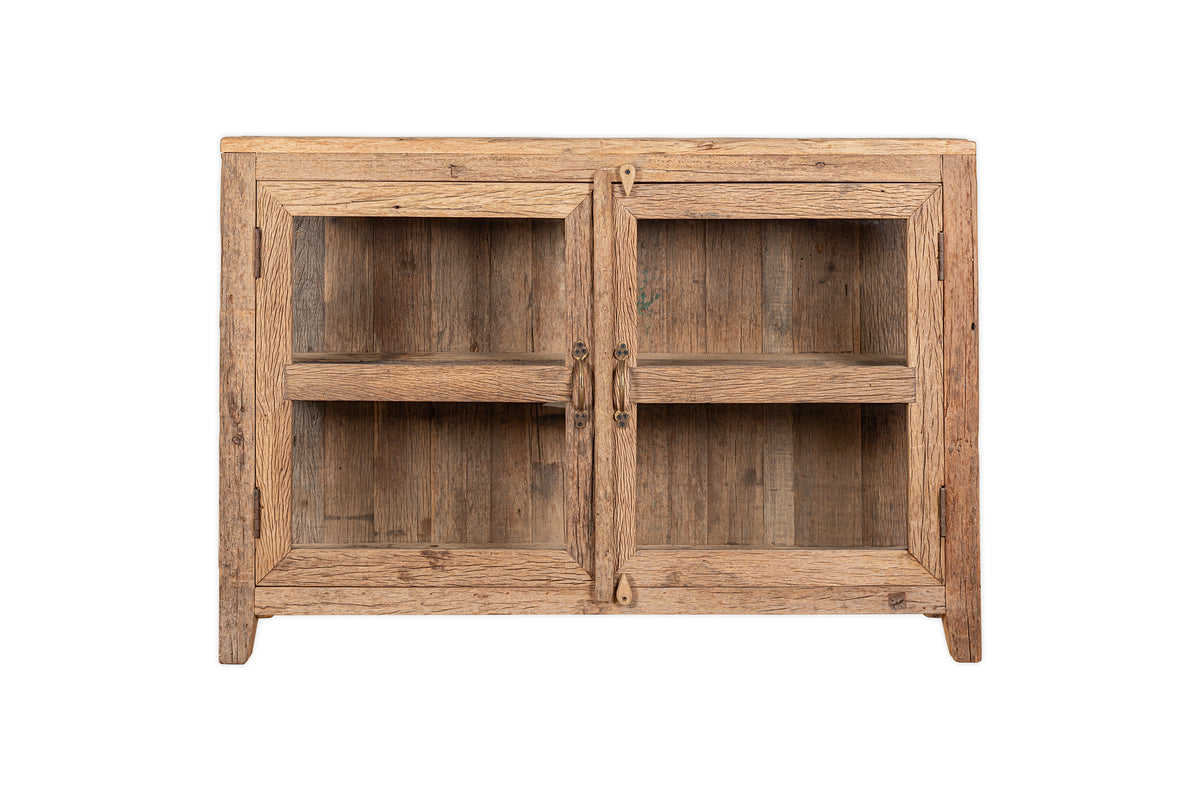 Buffet Ibo en bois recyclé et verre - Naturel