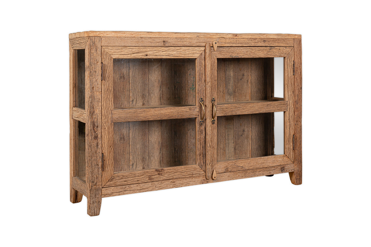 Buffet Ibo en bois recyclé et verre - Naturel