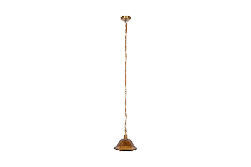 Pendentif Keju en verre recyclé de forme organique - Ambre foncé