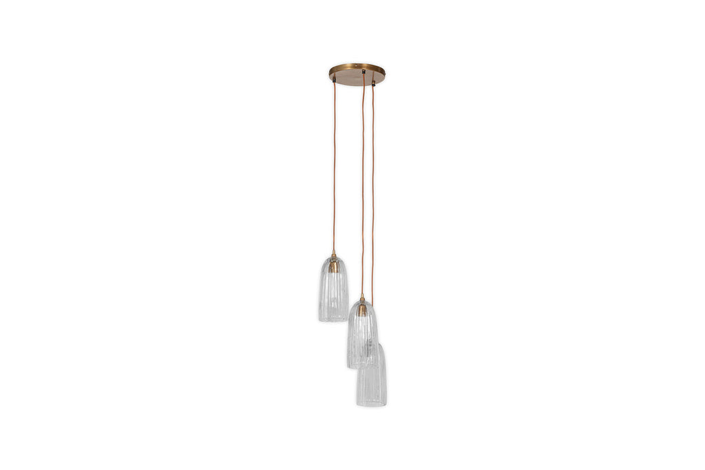Luminaire en grappe de verre recyclé cannelé Lumina - Transparent