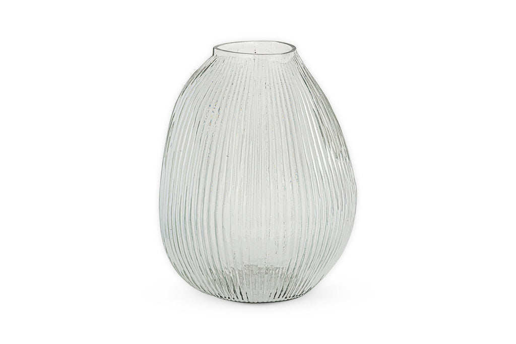 Vase en verre côtelé Linsy - Transparent
