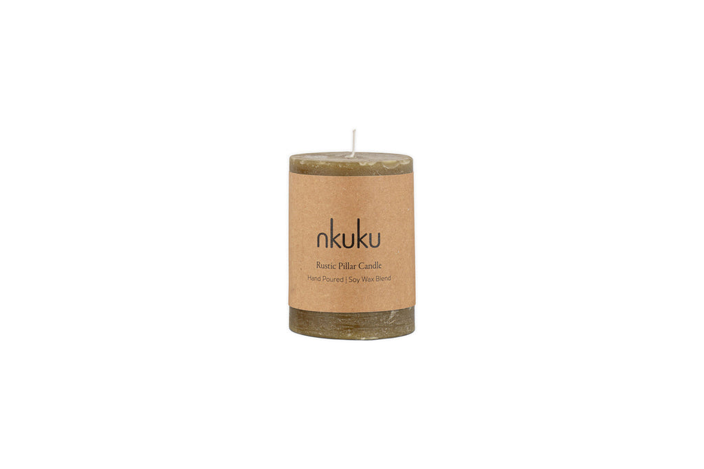 Mini bougie pilier rustique au mélange de soja - Olive