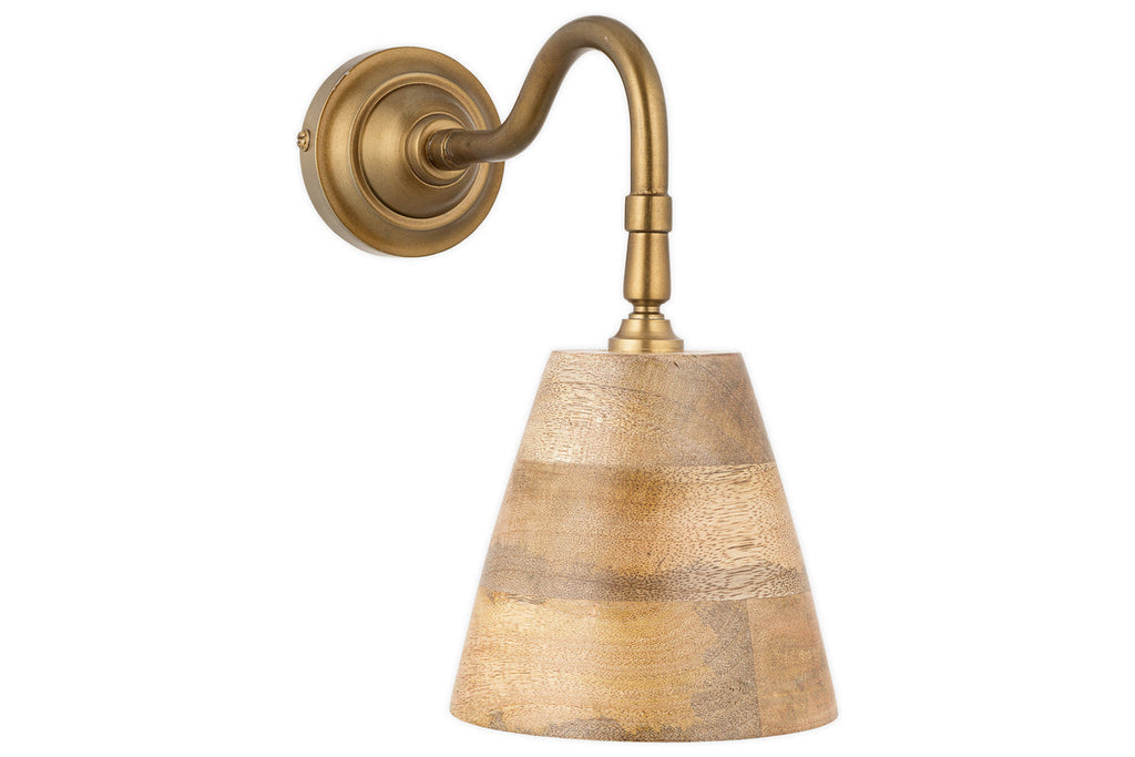 Applique murale en bois de manguier Vattu - Laiton naturel et antique