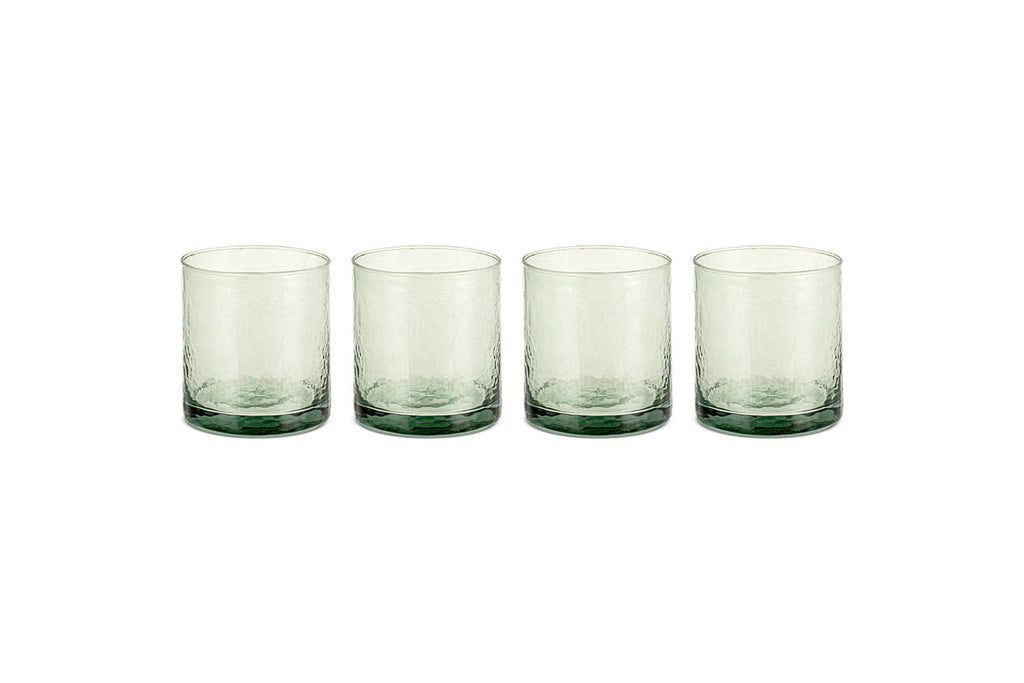 Verre martelé Yala – Vert sauge (lot de 4)