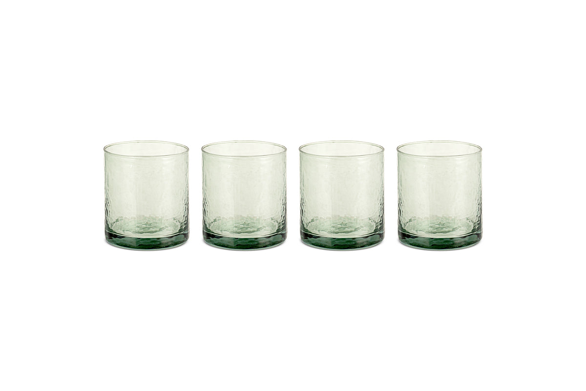 Verre martelé Yala – Vert sauge (lot de 4)