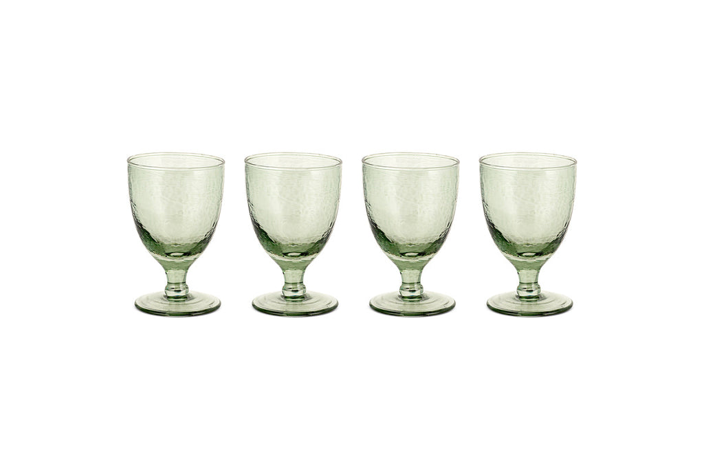 Verre à vin martelé Yala – Vert sauge (lot de 4)